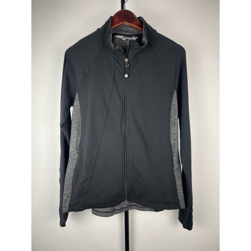 Athleta Black Heather Grey Panel Full Zip Sport Jacket Women's Size L Activewear
